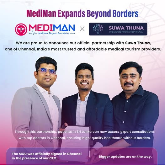 MediMan partnering with Suwathuna to revolutionize digital medical tourism between Sri Lanka and India